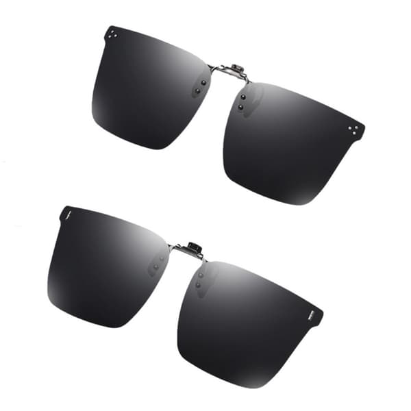 Polariserede clip-on solbriller til receptpligtige briller, UV-beskyttelse, 180° flip-up, TAC-linser, sort