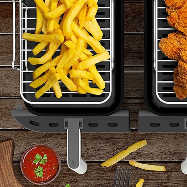 2 stk. Airfryer-rist, 304 rustfrit stål dehydrator-rist med 4 grillspyd til 8QT dobbeltkurv