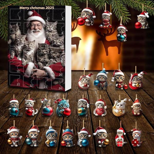 Kattpynt Julekalender, 24-dagers nedtelling, Akryl, Modell D