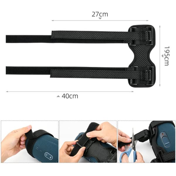 Universal cykelhøjttalerholder, sort, sikker holder til JBL UE Beats, justerbar rem, nem installation