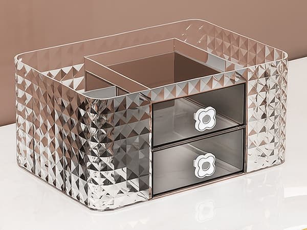 Makeup Organizer med Skuffer, Kosmetisk Opbevaringsboks til Skrivebord, Badeværelse, Smykker, Klar