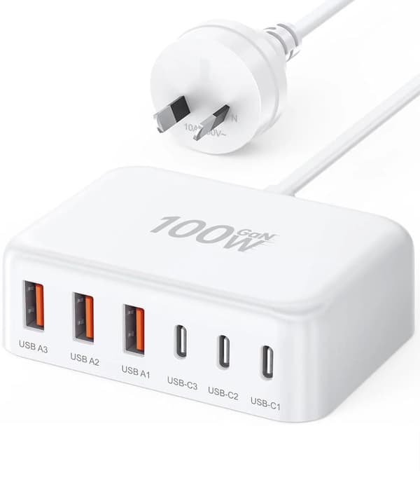 100W GaN Vegglader Bærbar Ladestasjon Hub