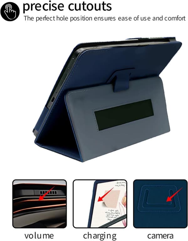 Etui til XP-Pen Magic Note Pad 10.95\", PU-læder, foldbart stativ, blyantholder, håndledsrem, blå