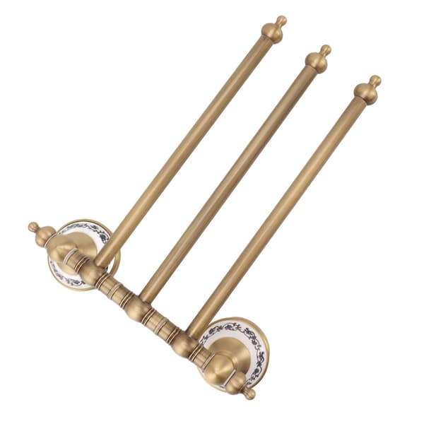 Svingbar håndklestang antikk messing, 3-stangs håndklestativholder for baderom