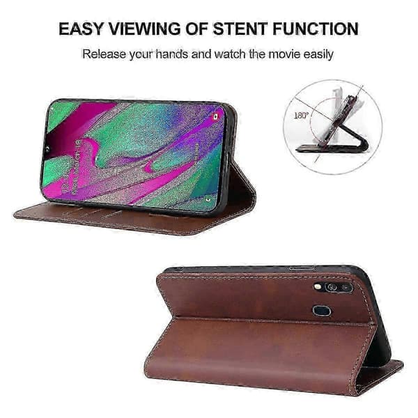 Magnetiskt läderfodral för Samsung Galaxy A40 Brown