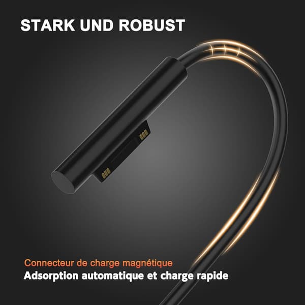 65W laddare kompatibel med Microsoft Surface Pro 9/8/7/6/5/4/3/X, bärbar dator - AC-adapter med USB-port