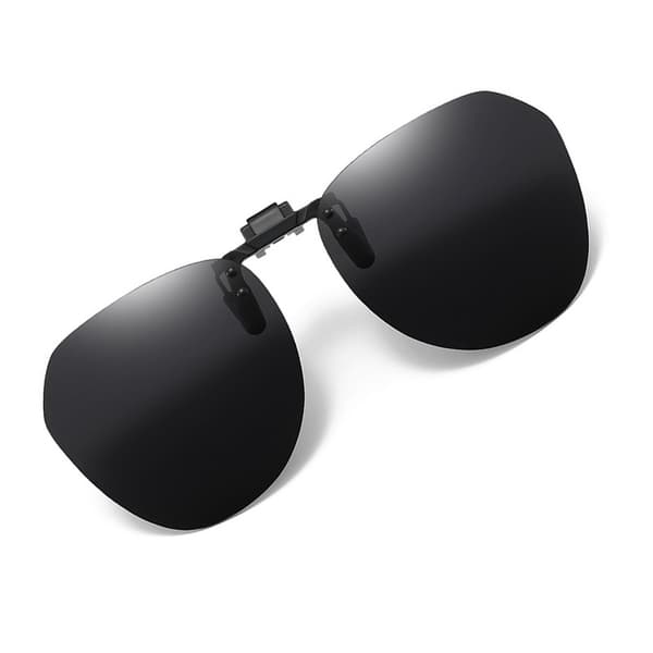 Polariserede clip-on solbriller, sorte, UV400-beskyttelse, flip-up design, med etui Black
