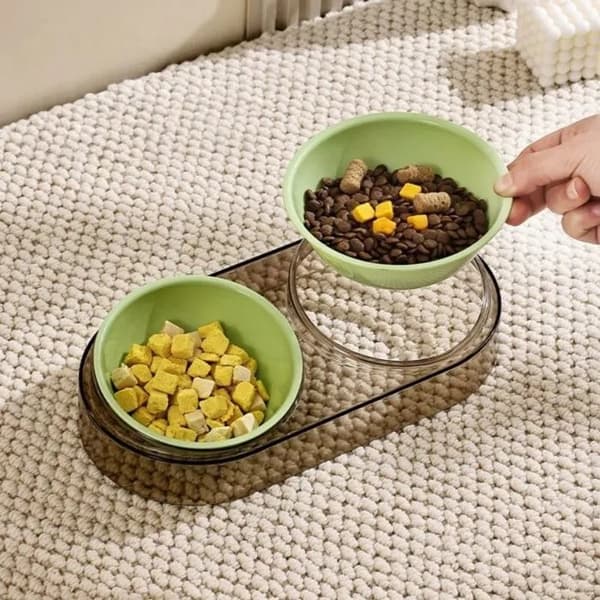 Set med hund- och kattmatskålar, rostfritt stål, för husdjur
