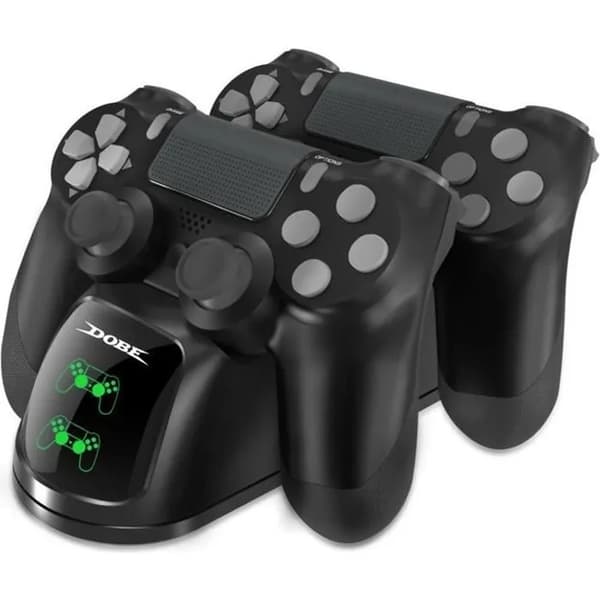 PS4 Dual USB-opladningsdock med LED-indikator, ladestation til PS4/PS4 Slim/PS4 Pro-controller, sort