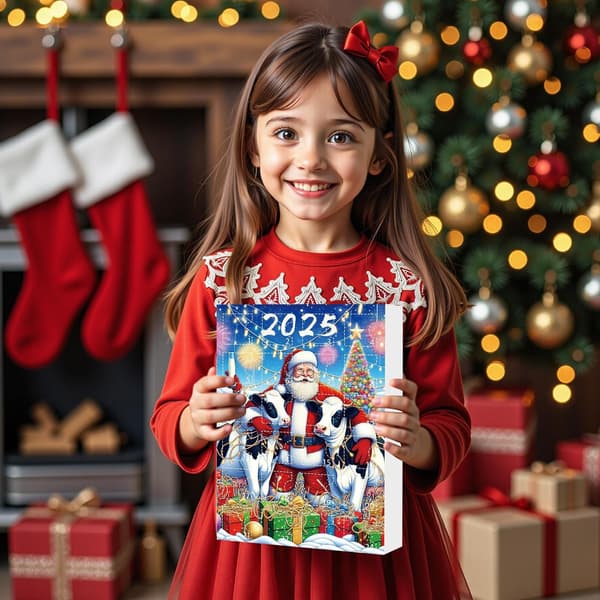 24-dagars nedräkningskalender med ko-tema, adventskalender i akryl, stil D