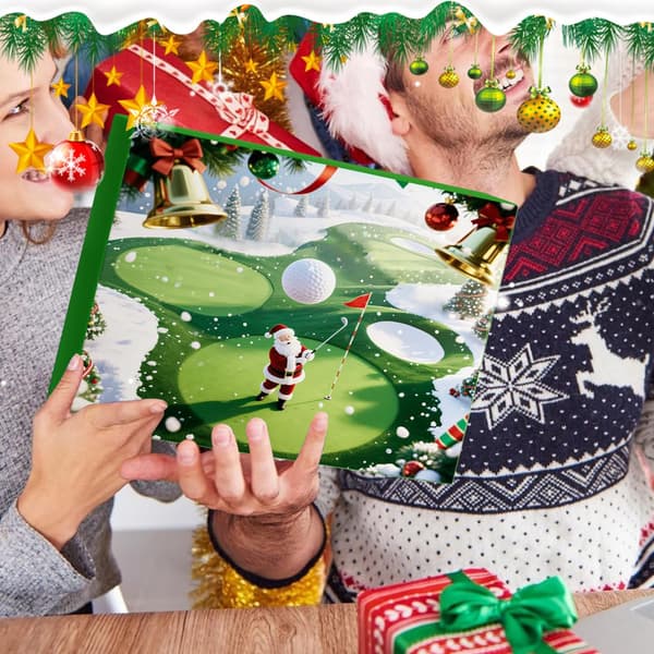 Golf Julekalender, 24-dagers Nedtelling til Jul med Ornament, Køller, Baller, Pegger