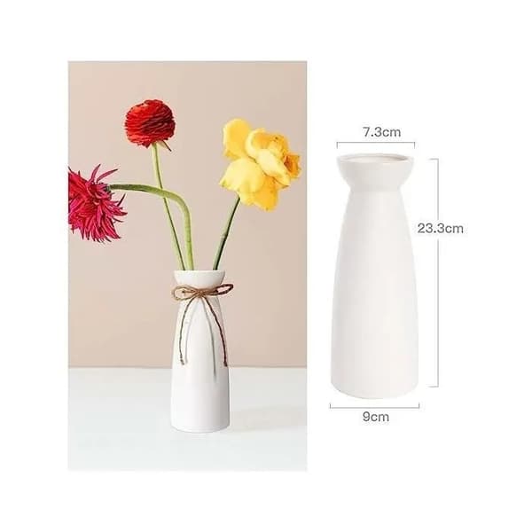 Vit Keramikvas, Modern Minimalistisk Dekorativ Vas, 7.3x23.3x9CM, för Blommor