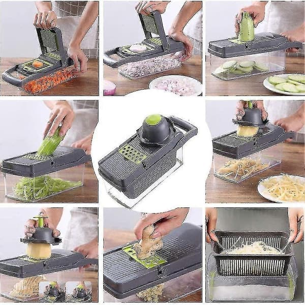 Mandolin Slicer - Nyeste Design Grønnsakskutter, 11 I 1 Mandolin Slicer Justerbar Grønnsakskutter