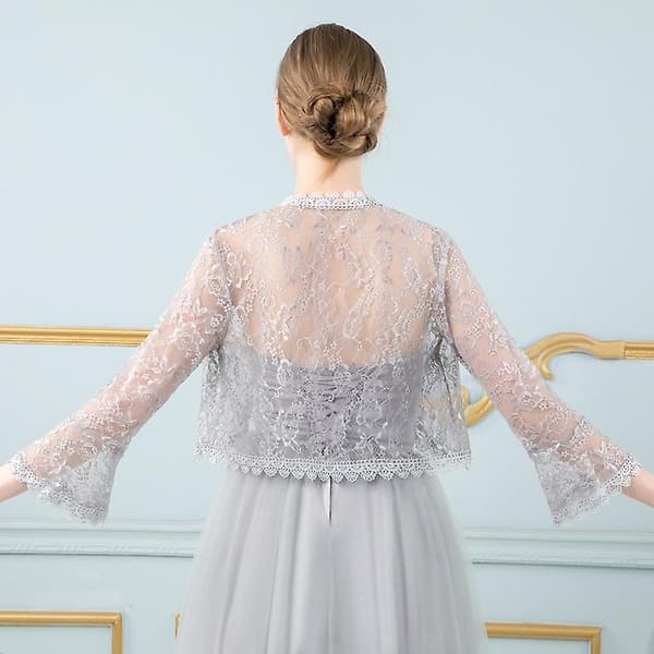 Bröllopsklänning i spets med bolero-överdel GREY
