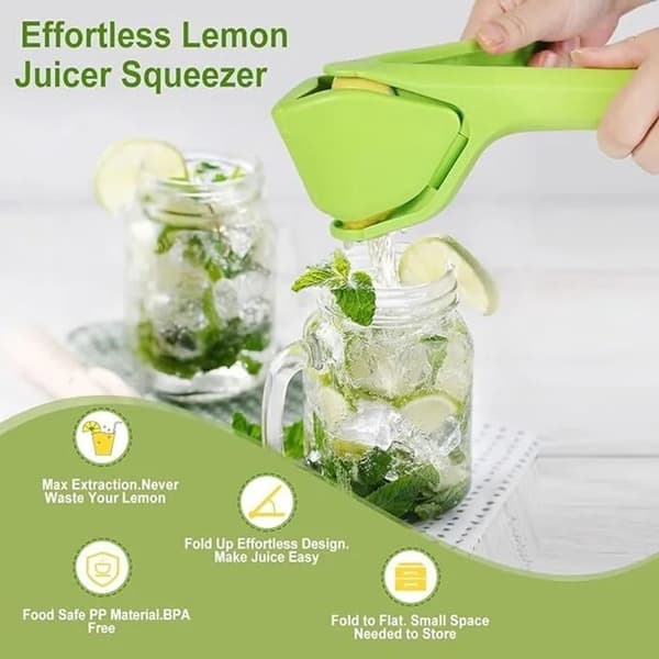 Set med 3 manuella citronpressar, platt vikbar citruspress för köket