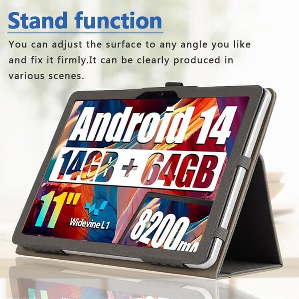 Etui til BESTSKI A7 11\" Tablet, PU-læder standercover med håndrem, beskyttende
