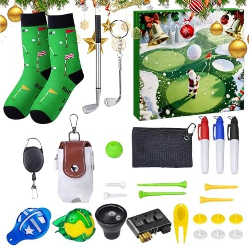 Golf Julekalender, 24-dagers Nedtelling til Jul med Ornament, Køller, Baller, Pegger