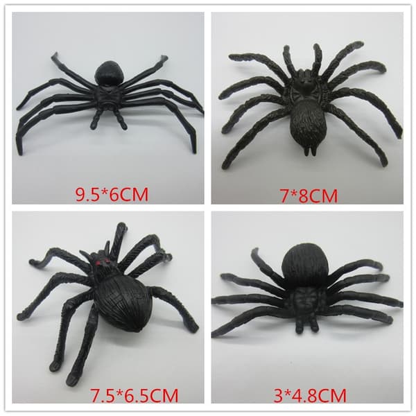 Plastikk Halloween-edderkopper, selvlysende, 12 stiler, blandede størrelser, festdekorasjoner 4x3cm small spider