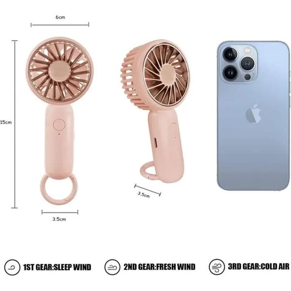 Håndholdt USB-blæser, letvægts skrivebordsventilator med klips, bærbar, pink
