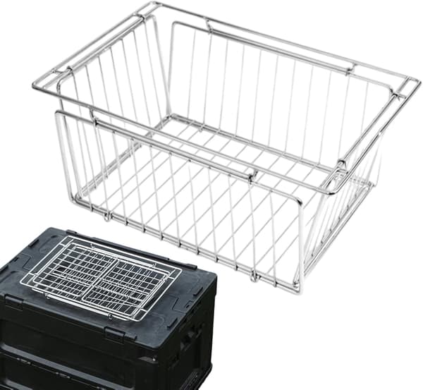 Sammenklappelig BBQ Bordkurv, Rustfrit Stål, Bærbar Udendørs Køkkenorganisator