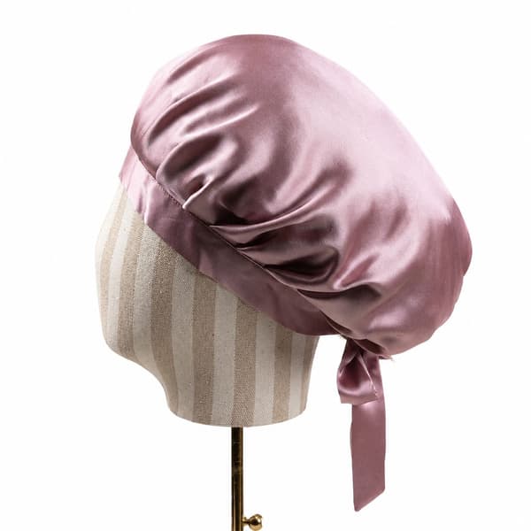 Sidensovluva, rosa, mjuk satinhårinpackning för natten, anti-friss, en storlek Pink
