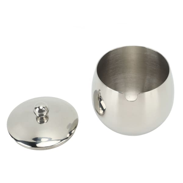 Sockerskål i rostfritt stål med lock, silver, kryddburk för salt, godis, kaffe, diskmaskinssäker