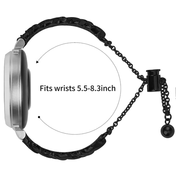 Hjerte Diamantrem kompatibel med Garmin Lily 2, sort zinklegeringsarmbånd Black