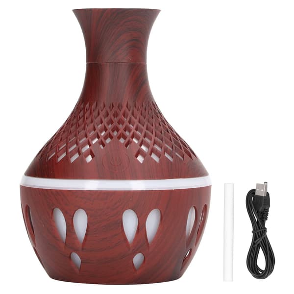 Trækorns Aroma Diffuser, 300ml, Vandfri Automatisk Slukning, USB Luftfugter med Farverigt Lys
