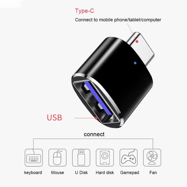 USB C till USB 3.0-adapter, 2-pack, Typ C hane till USB hona OTG, 5 Gbps, för MacBook Pro/Air