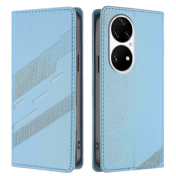 Præget pung PU-etui til Huawei Enjoy 50 Pro / nova Y90 Light Blue For Huawei P50 Pro