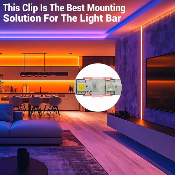LED Strip Lys Monteringsklips, 100 STK med Skruer og Selvklebende Tape, Innendørs