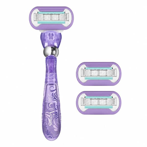 Venus Deluxe Smooth Swirl Rakhyvel, 3-bladiga Refiller, 5 Blad, Flexiball, Damrakning