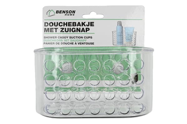 Transparent tvålpump med sugkopp, plast badrumsduschkorg, 1 liter