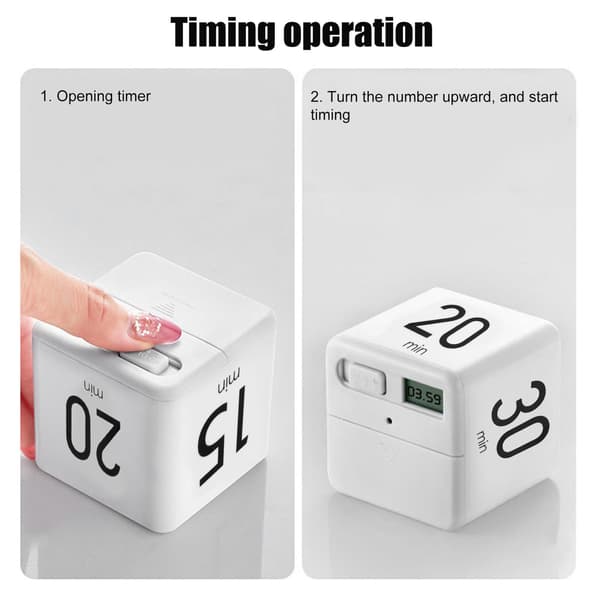 Kubisk digital timer med tyngdekraftssensor, 15-60 minutter, tidsstyring til hjemmekøkkenkontor