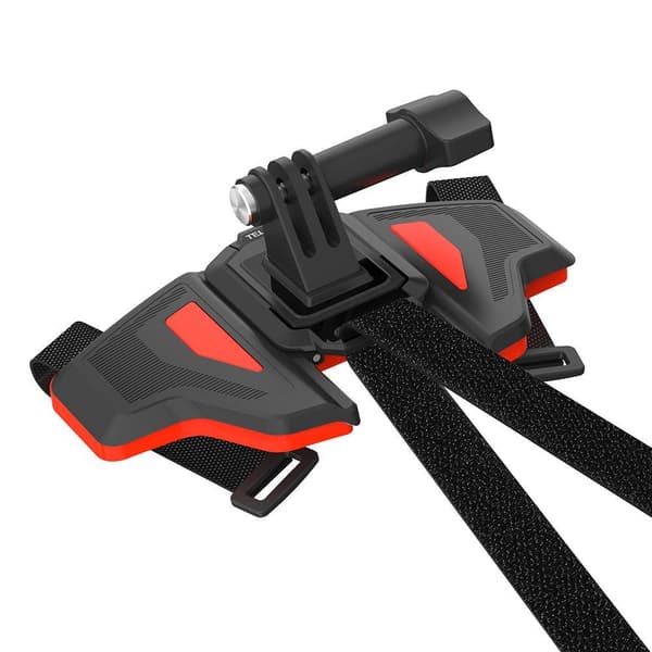 Hjälmfäste för GoPro Osmo Insta360, Telesin GP-HBM-MT2, Svart Orange, Vikbart Roterbart