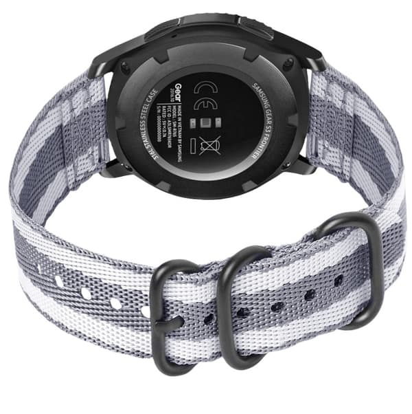 Nylonarmband för Samsung Galaxy Watch 4 & Huawei GT 4, Grå, Andningsbart, Justerbart