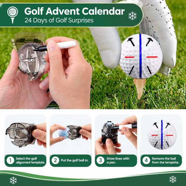Golfadventskalender 2025, 24-dagars julnedräkning, present med golftillbehör