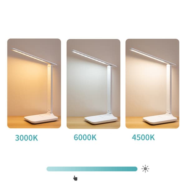 LED-skrivbordslampa, touchdimmer, ögonskydd, 180° fällbart stativ, plug-in, lärande