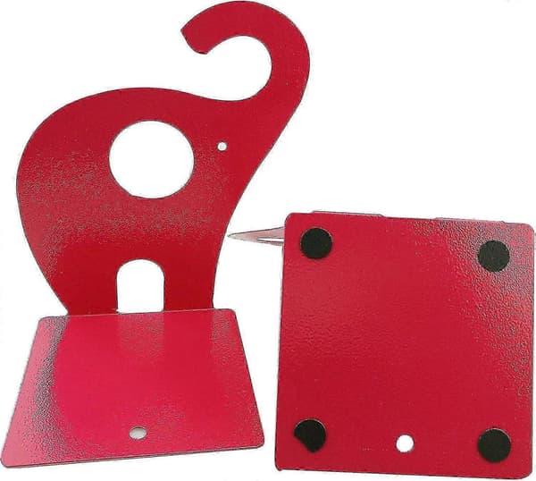Halkfria bokstöd för barn i metall med röd elefantdesign
