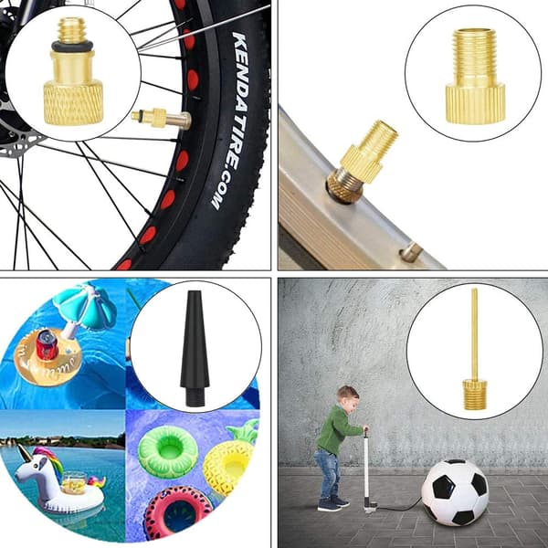 15-delars pumpventilset, guld, koppar, för bollar och cykeldäck
