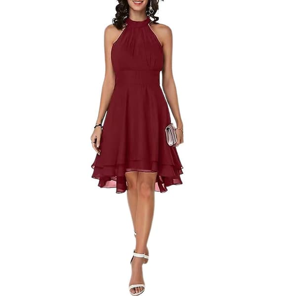 Elegant dametøj til sommerbryllup WINE-RED L