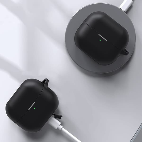 Silikoneetui til Samsung Galaxy Buds3/Buds3 Pro, Stødsikkert, med Karabinhage, Sort