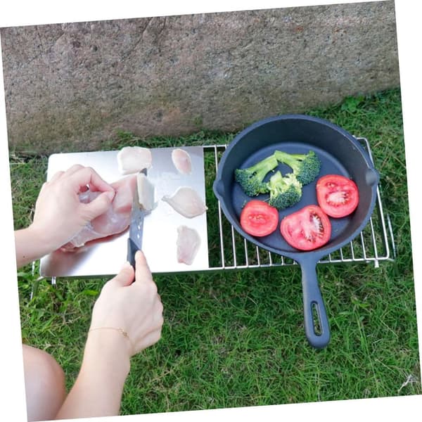 Rustfrit Stål Churrasco Grill Bærbar BBQ Kulstativ til Camping Sammenklappeligt Grilltilbehør