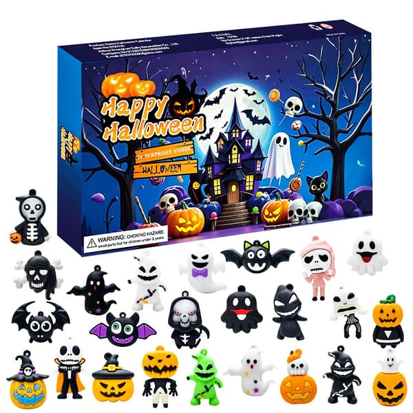 Halloween-adventskalender 24-dagers nedtelling, selvlysende dinosaurer blindboks