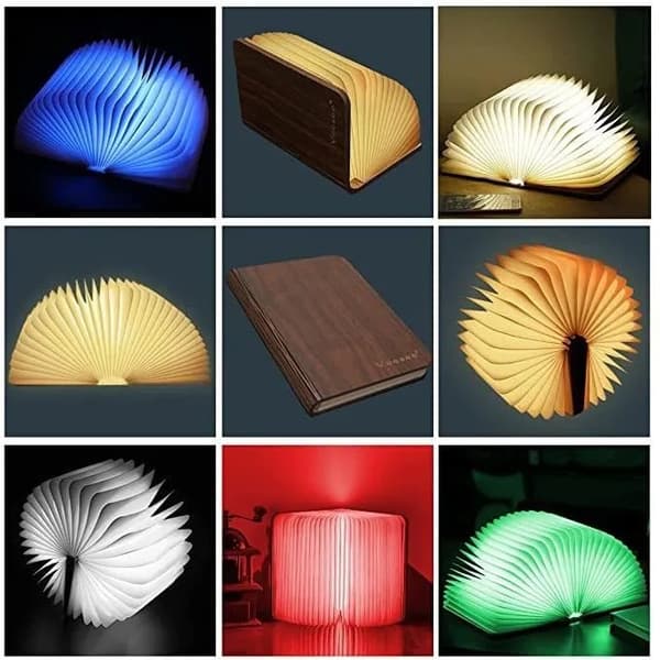 LED Træbogslampe, Foldbar Magnetisk, USB Genopladelig, Bærbar, Julegave