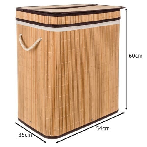 Klesvasksorterer i bambus, 2 rom, 100L, stor kapasitet, holdbar
