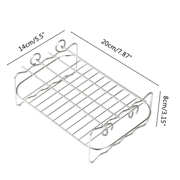 2 stk. Airfryer-rist, 304 rustfrit stål dehydrator-rist med 4 grillspyd til 8QT dobbeltkurv