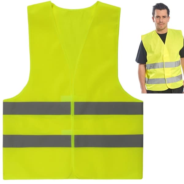 Sikkerhetsvest med refleksstriper, XXL, høy synlighet, polyester, trafikksikkerhet XXL