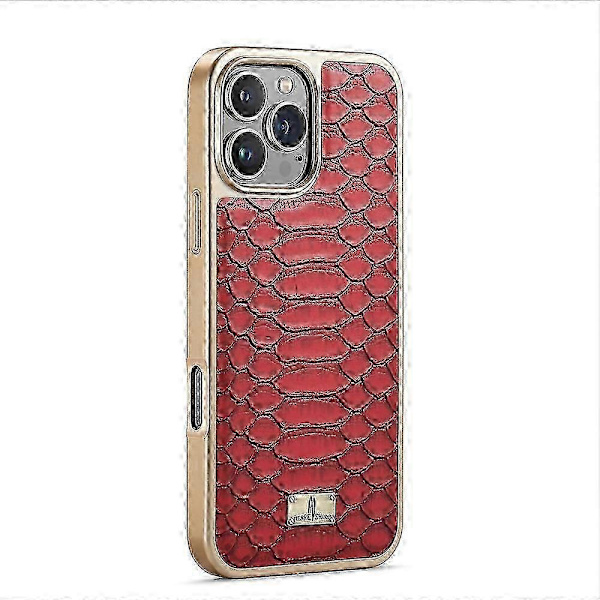 Fierre Shann Python -kuvioinen galvanoidulla PU-puhelinkotelo Red For iPhone 16 Pro Max