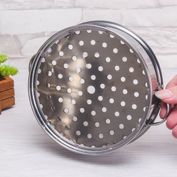 Dobbeltlags dampkurv i rustfrit stål med låg 20 cm til dumplings og boller